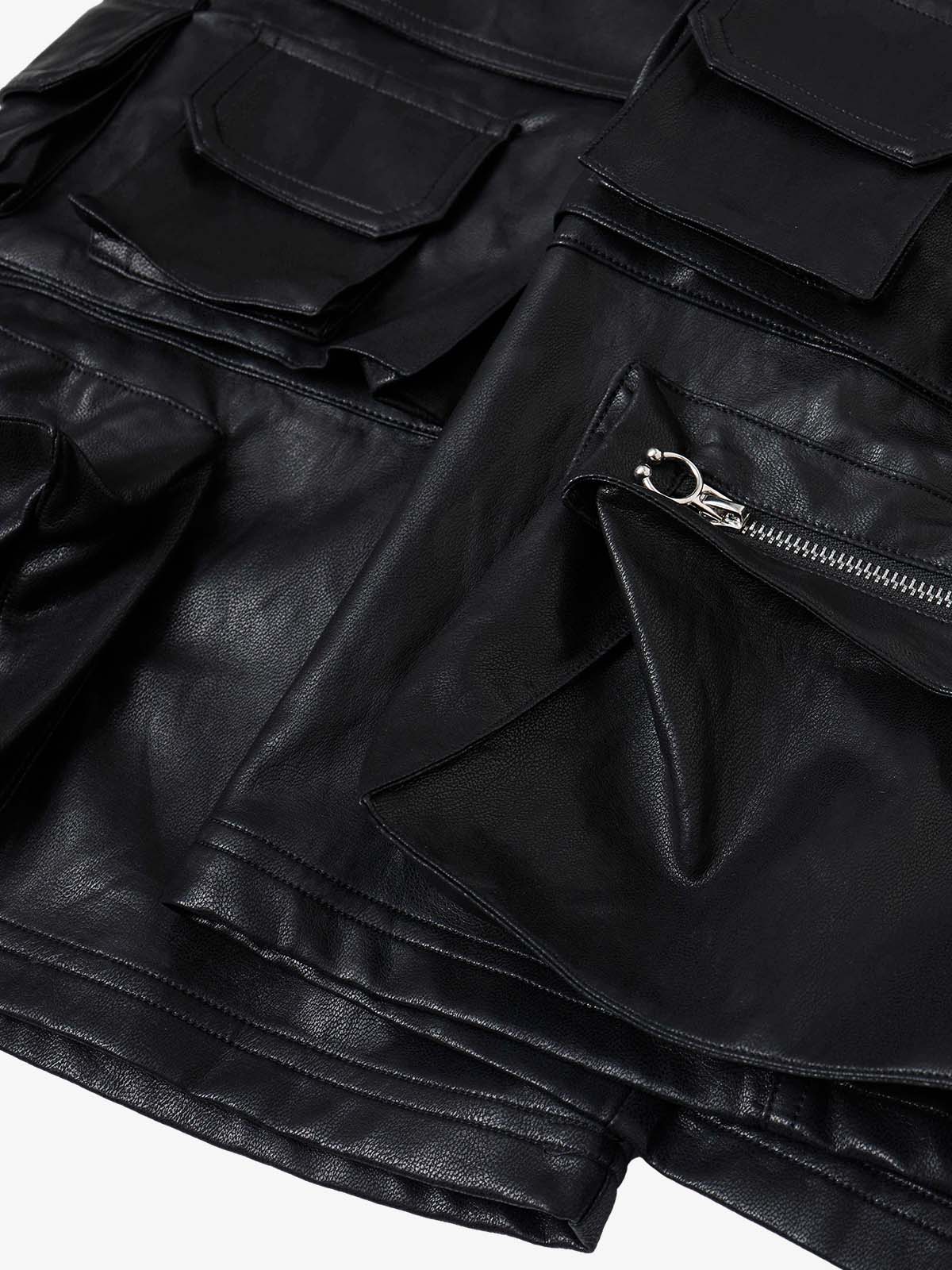 Faux Leather Cargo Jorts
