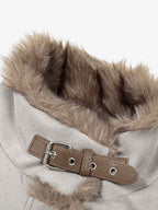 Vintage Suede Faux Fur Lined Aviator Bomber Jacket