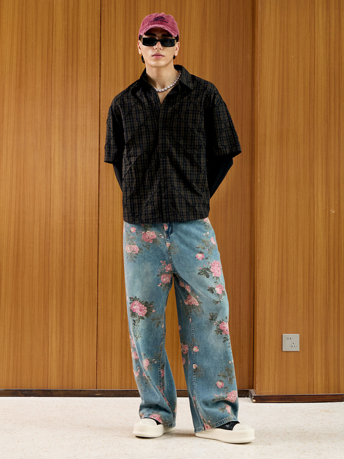 Theprecipice Floral Print Straight Jeans - 2409