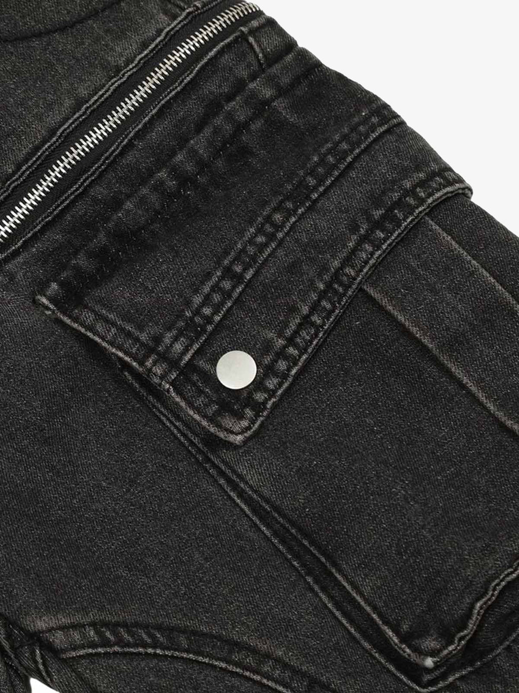 Washed Multi-Pocket Bootcut Jeans