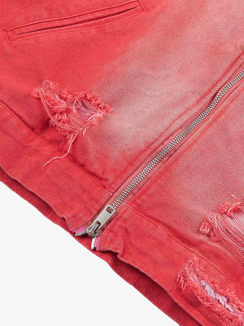 Retro Ripped Washed Contrast Color Work Jacket