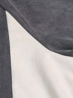 Suede Contrast Color Spliced Letter Embroidery Oversize T-shirt - 2462