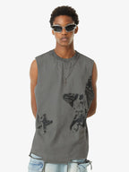 Theprecipice Vintage Necklace Star Print Hip-hop Tank Top - 2070