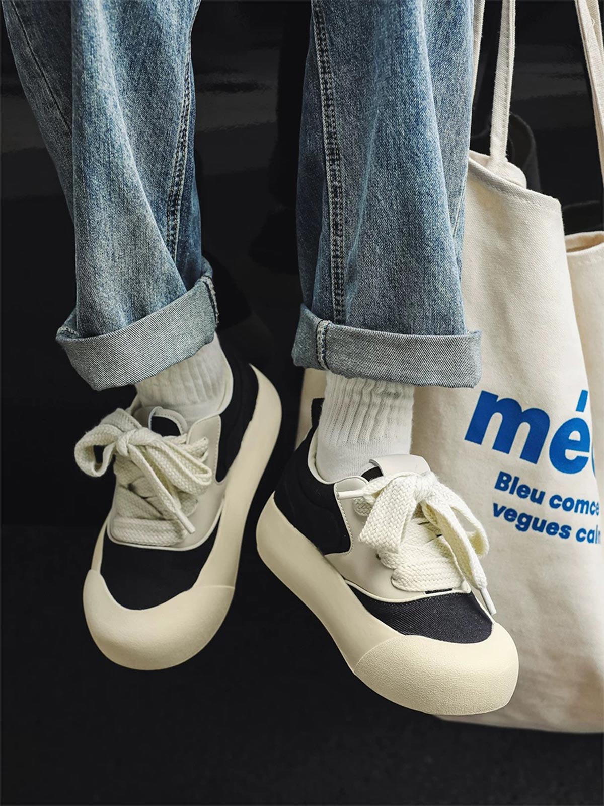Theprecipice Chunky Round-Toe Color-Block Rap Sneakers