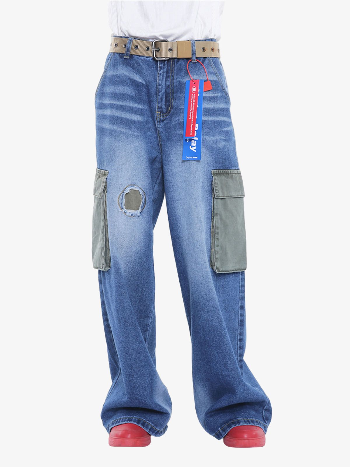 Theprecipice Homemade Large Pocket Cargo Jeans