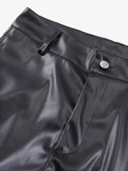 Theprecipice Punk Style Pleated Leather Pants - 2195