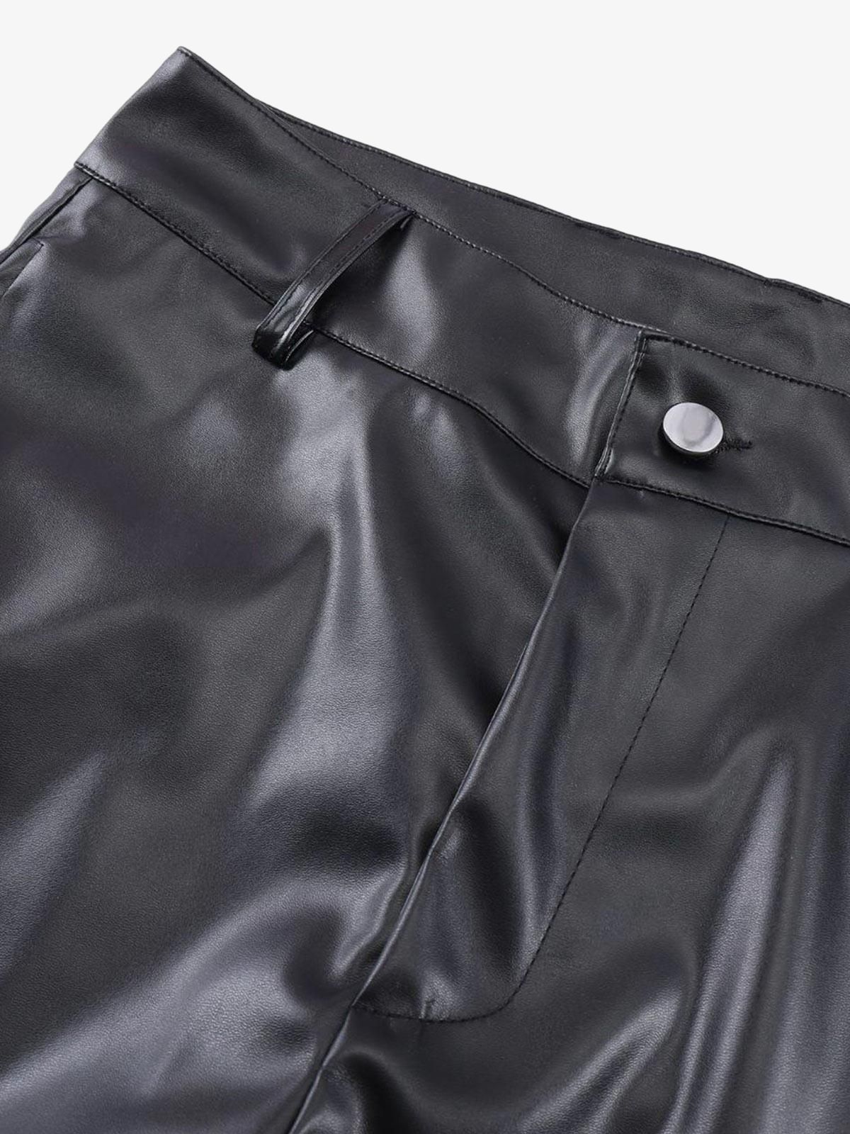 Theprecipice Punk Style Pleated Leather Pants - 2195