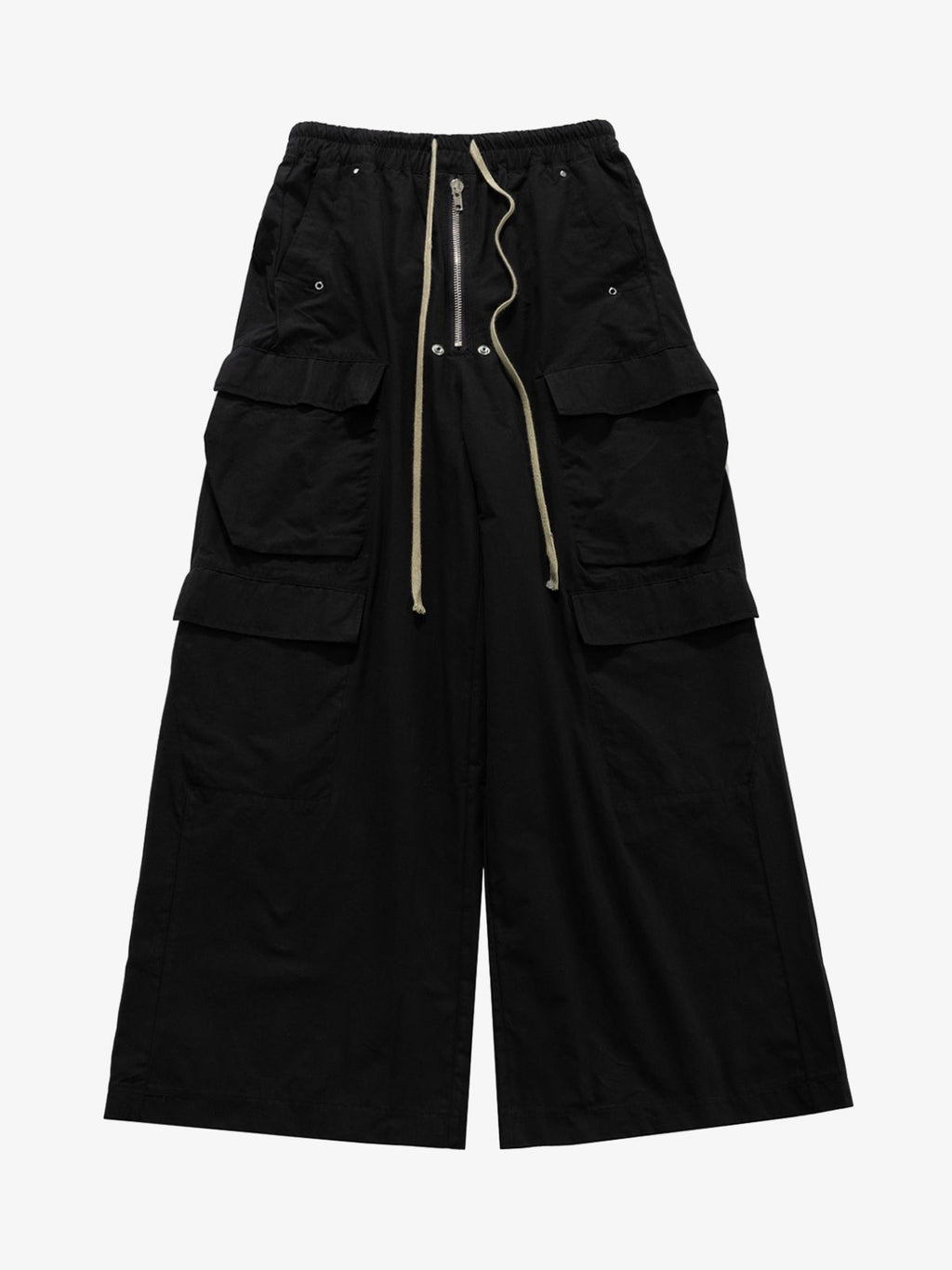 Woven Multi-Pocket Baggy Flared Pants - 2321