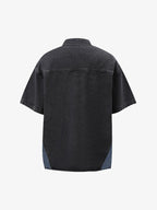 Deconstructed Patchwork Short-Sleeve Cropped Denim Set