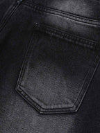 Distressed Washed Workwear Denim Shirt And Jorts Set
