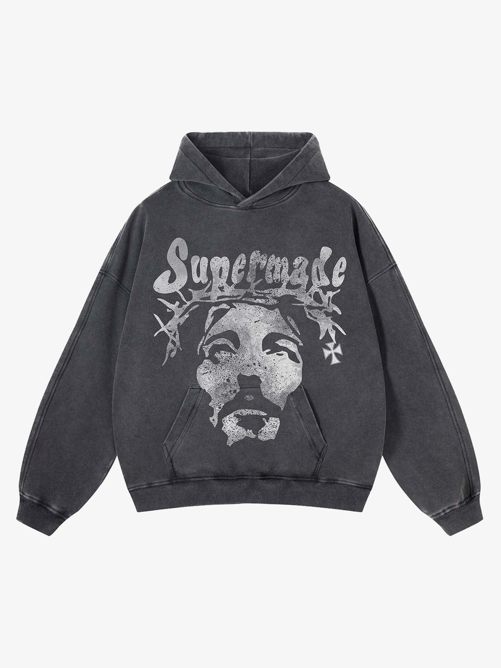 Theprecipice Heavy Washed Jesus Graphic Hoodie - 1973