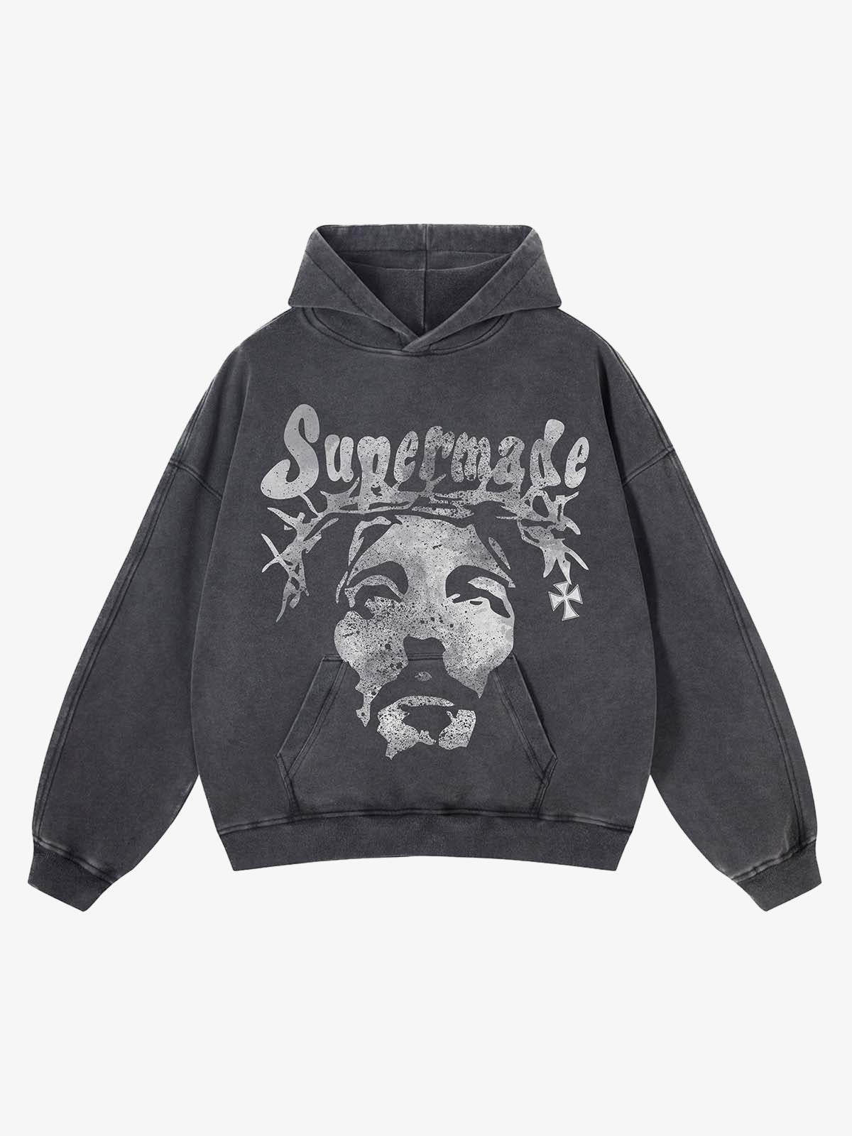 Theprecipice Heavy Washed Jesus Graphic Hoodie - 1973