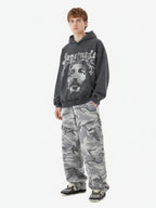 Snow Camouflage Machete Wide-Leg Cargo Barrel Pants - 2548