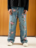 Theprecipice Floral Print Straight Jeans - 2409