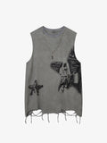 Theprecipice Vintage Necklace Star Print Hip-hop Tank Top - 2070