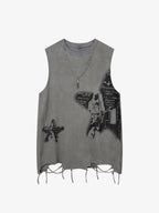 Theprecipice Vintage Necklace Star Print Hip-hop Tank Top - 2070
