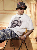 Cross And Portrait Denim Bucket Hat