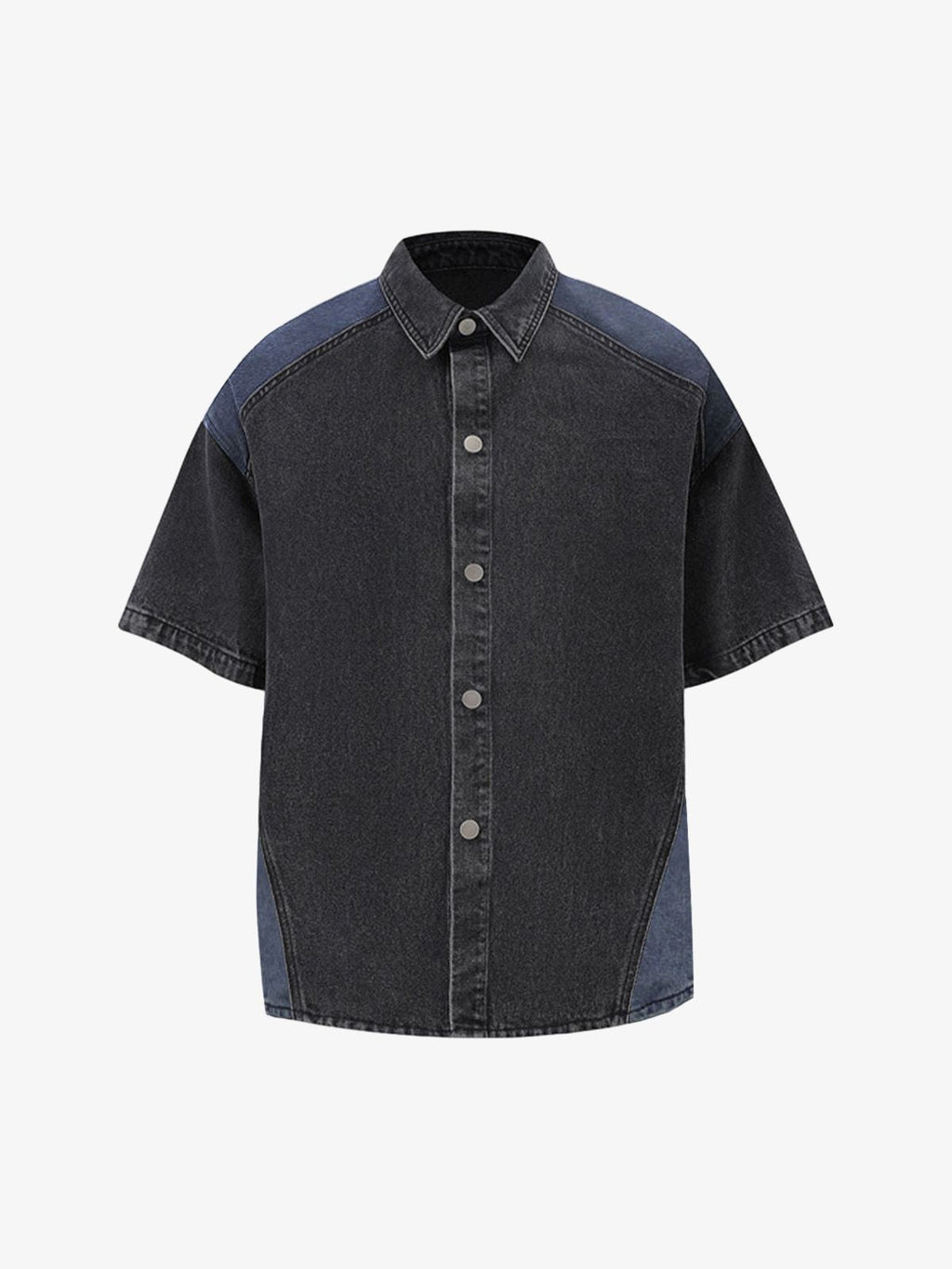 Deconstructed Patchwork Short-Sleeve Cropped Denim Set