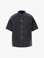 Deconstructed Patchwork Short-Sleeve Cropped Denim Set