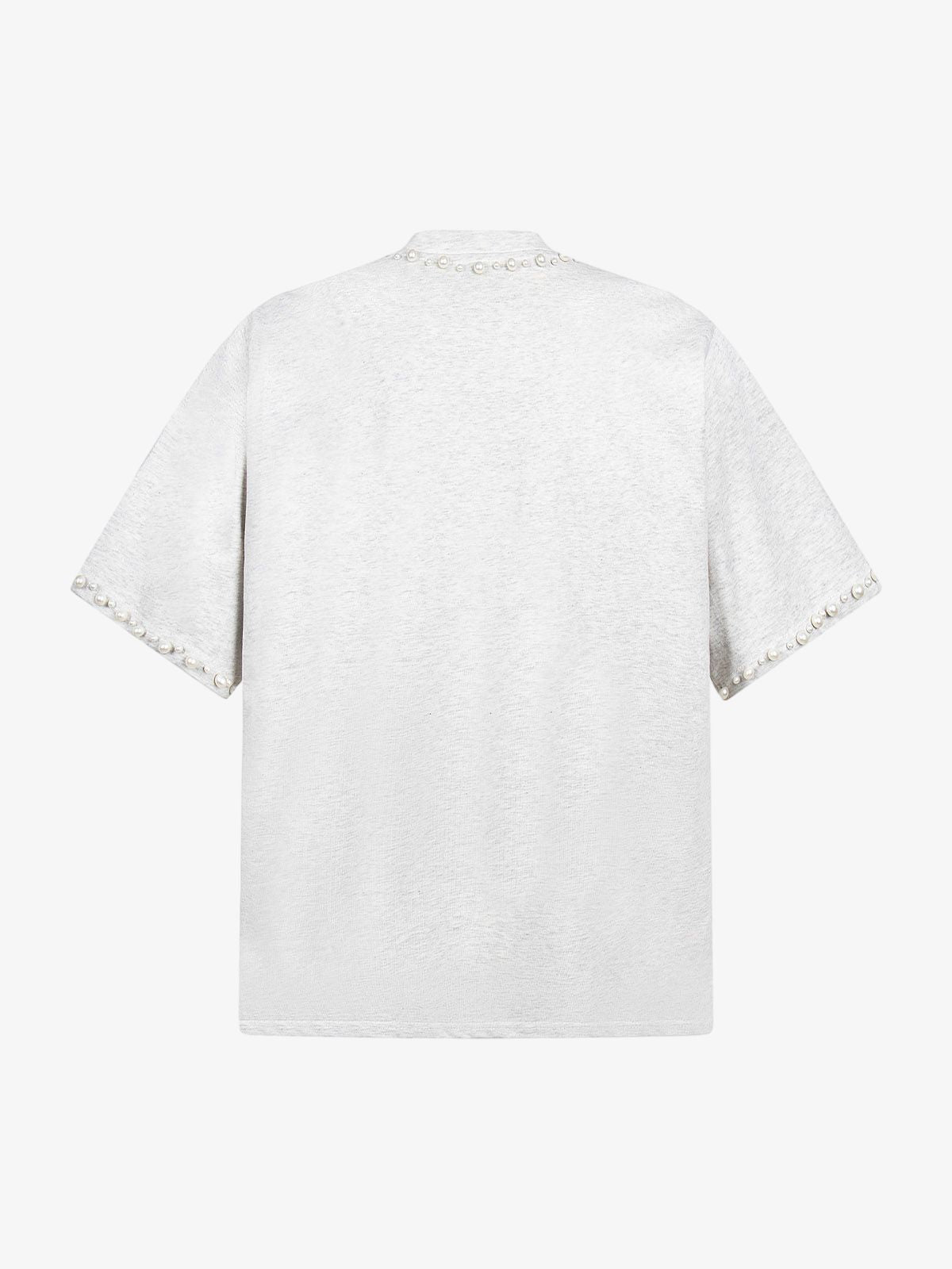 Elegant Pearl-Embellished Oversized T-Shirt
