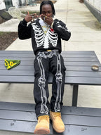 Theprecipice Hip Hop Bones Embroidered Jeans - 1859