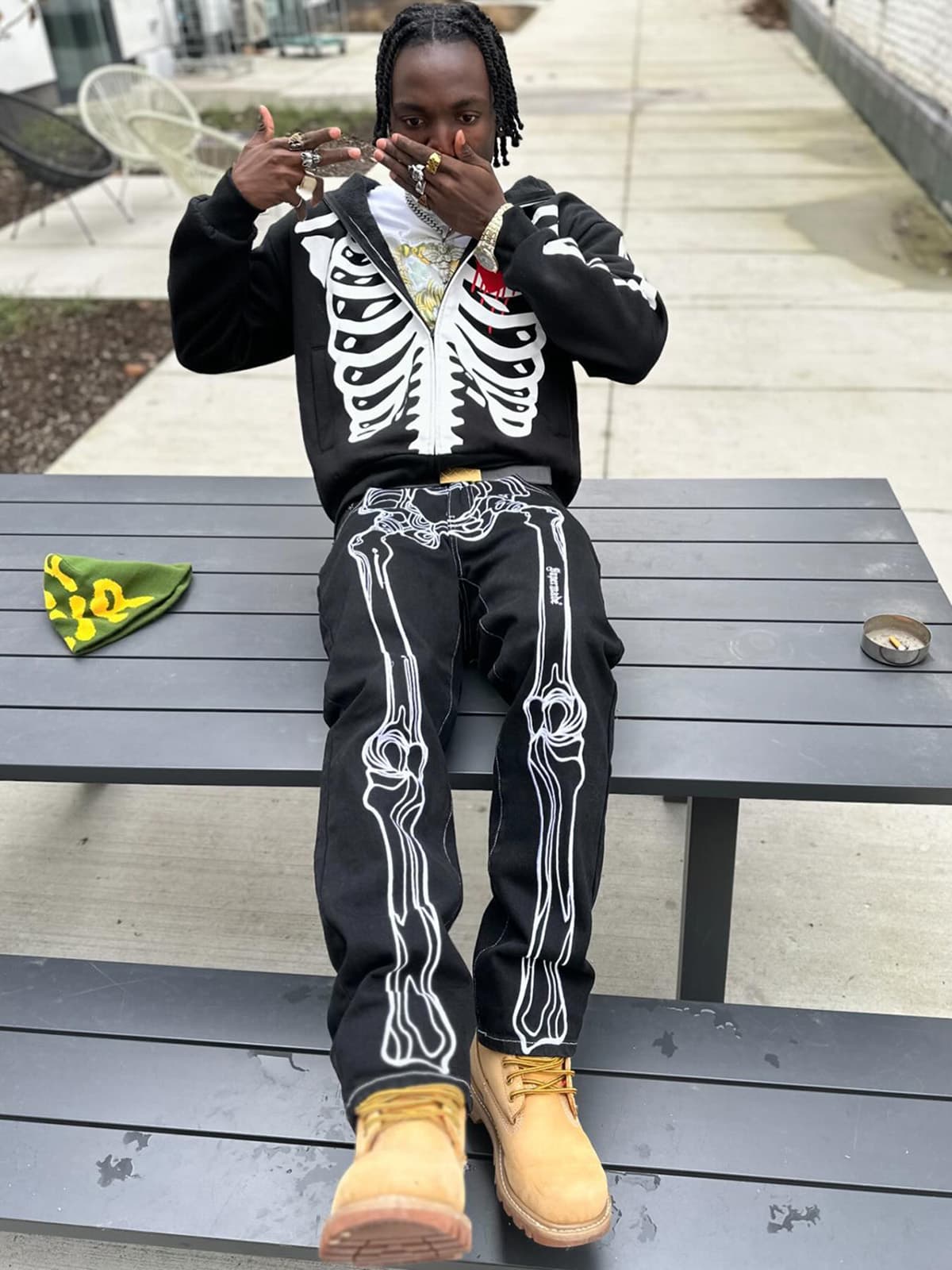 Theprecipice Hip Hop Bones Embroidered Jeans - 1859