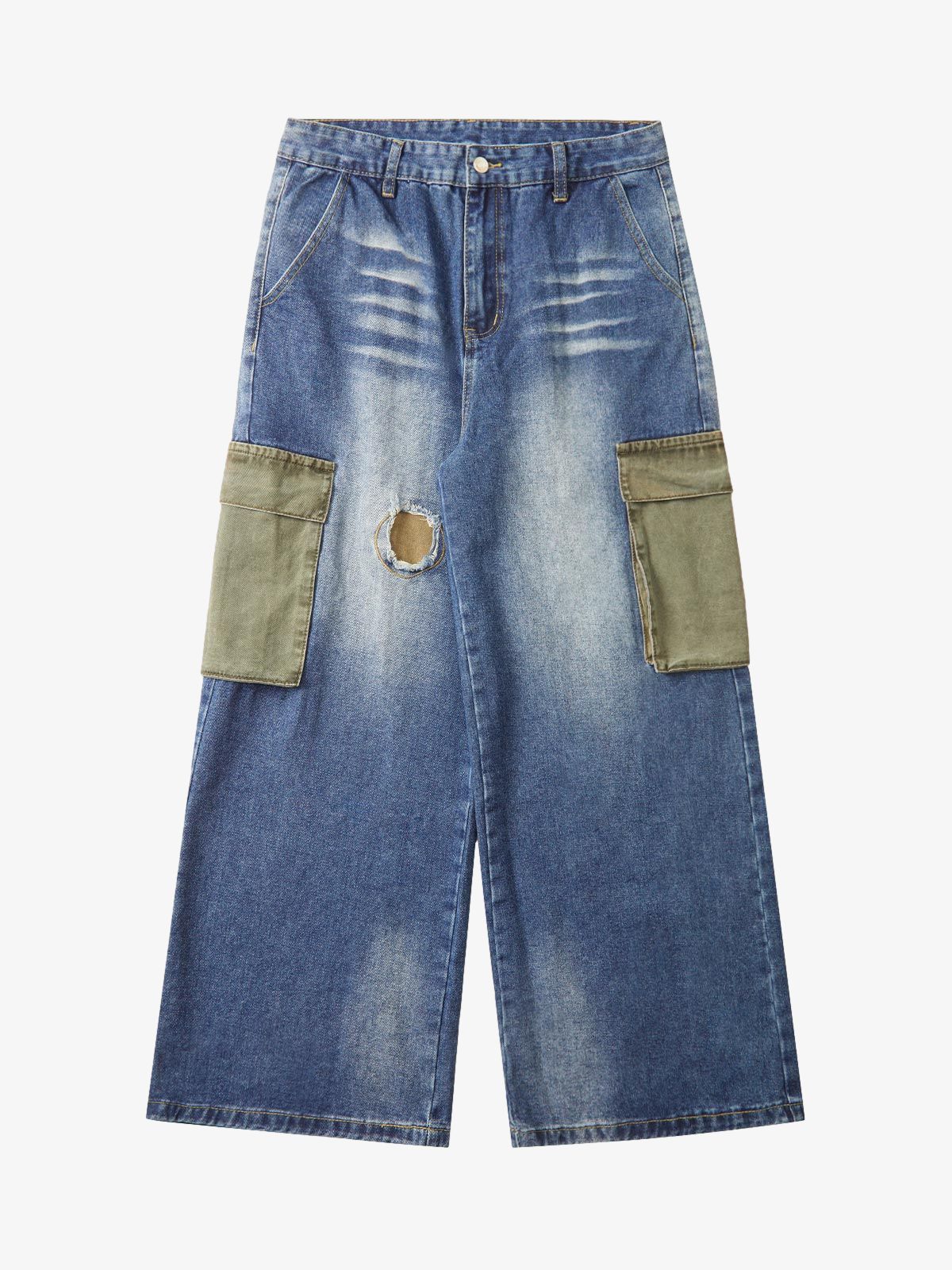 Theprecipice Homemade Large Pocket Cargo Jeans