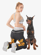 Theprecipice Burning Text Embroidered Letters Jeans -1478