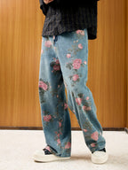 Theprecipice Floral Print Straight Jeans - 2409