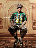 Original Retro Striped Spliced Sports Jersey T-Shirt - 2422