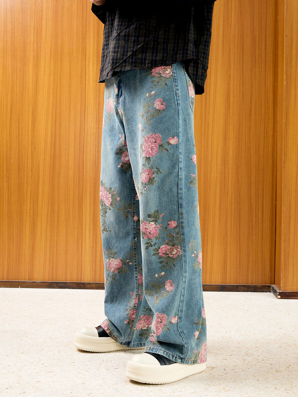 Theprecipice Floral Print Straight Jeans - 2409
