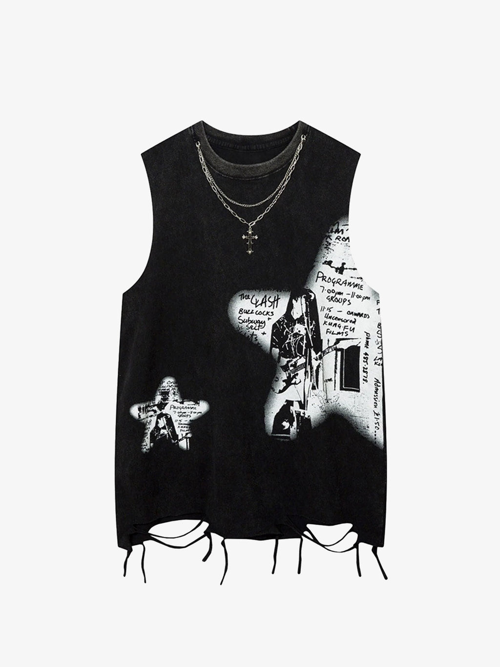 Theprecipice Vintage Necklace Star Print Hip-hop Tank Top - 2070