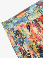 Street Oil Painting Color Straight Jeans - 2348