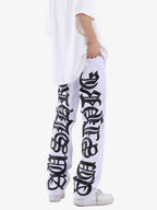Theprecipice Burning Text Embroidered Letters Jeans -1478