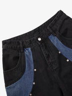Deconstructed Patchwork Short-Sleeve Cropped Denim Set