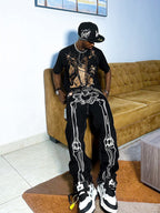 Theprecipice Hip Hop Bones Embroidered Jeans - 1859