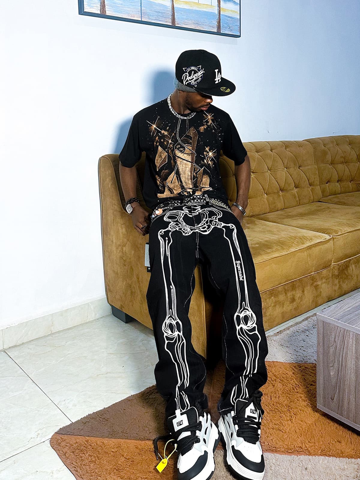 Theprecipice Hip Hop Bones Embroidered Jeans - 1859