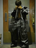 RO-style multi-pocket matte coated overalls - 2094