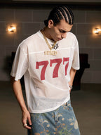 Jersey Letter Print Quick Dry V-neck T-shirt - 2389