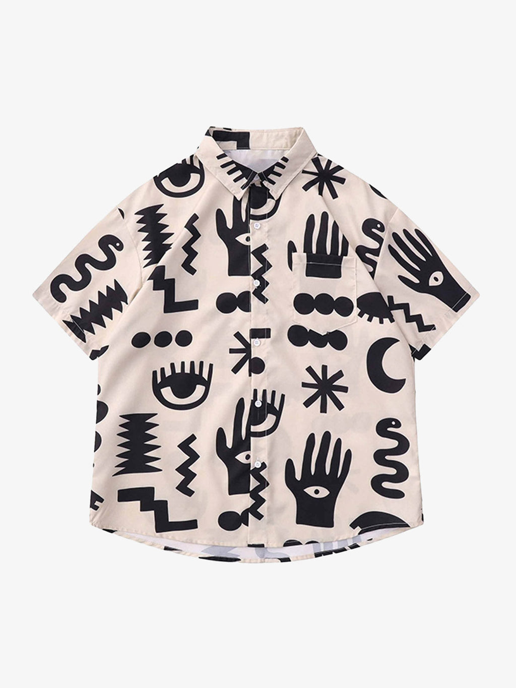 Theprecipice Vintage Full Print Lapel Short Sleeve Shirt