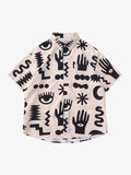 Theprecipice Vintage Full Print Lapel Short Sleeve Shirt