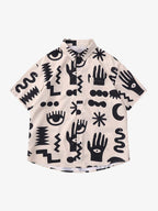 Theprecipice Vintage Full Print Lapel Short Sleeve Shirt