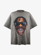 Portrait Print Crew Neck T-Shirt - 2377