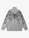 Theprecipice Butterfly Jacquard  Knit Mock Neck Sweater