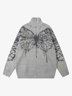 Theprecipice Butterfly Jacquard  Knit Mock Neck Sweater