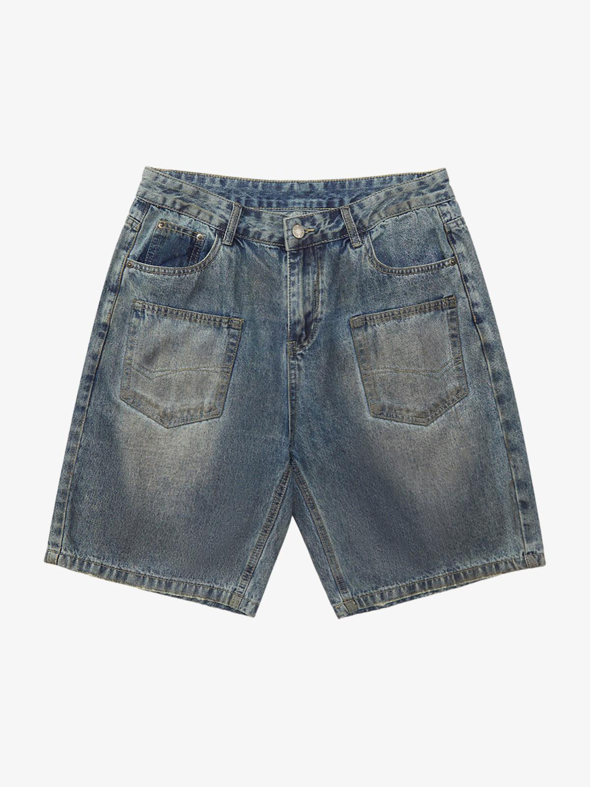 Theprecipice American Street Style Washed Distressed Shorts