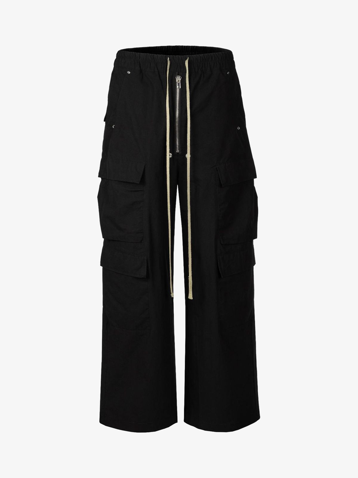 Woven Multi-Pocket Baggy Flared Pants - 2321