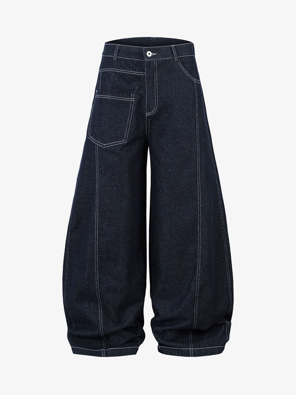 Deconstructed Contrast Stitching Barrel Jeans - 2326