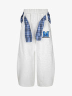 Plaid Belt Barrel Pants