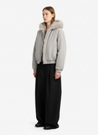 Spliced Fur Hooded Quilted Jacket - 2285